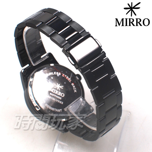 MIRRO 米羅 標準時刻 不鏽鋼鐵帶 日期 星期 藍寶石水晶鏡面 男錶 IP黑電鍍 6981BM槍大