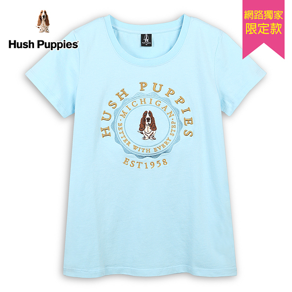 Hush Puppies T恤 女裝經典立體品牌圖騰刺繡狗T恤