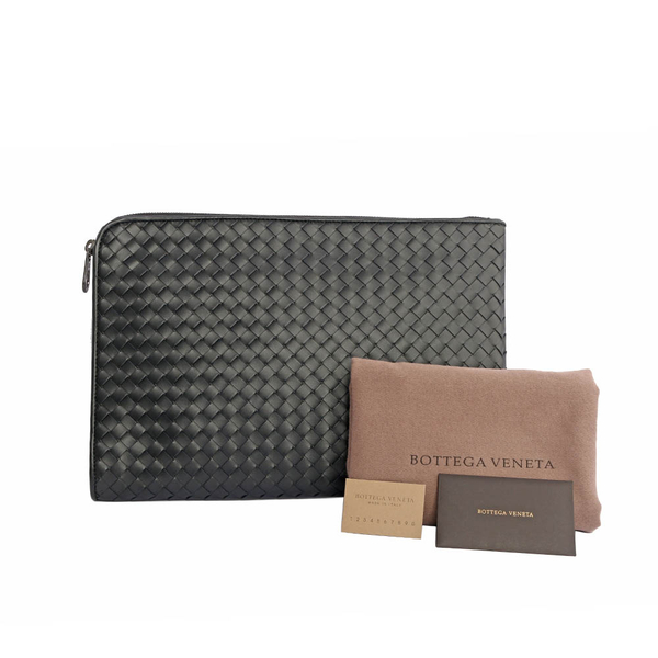 【BOTTEGA VENETA】小牛皮編織L型手拿包(黑色) 224052 V4651 1000