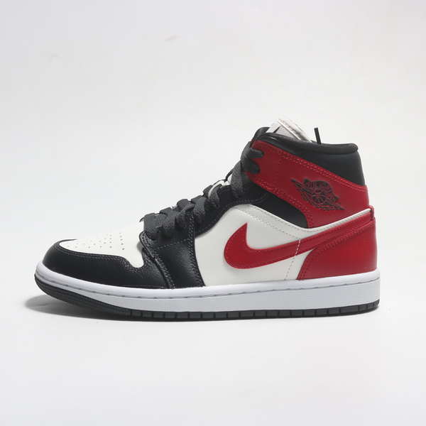 NIKE 休閒鞋 AIR JORDAN 1 MID 白紅 黑腳趾 AJ1 喬丹 女 BQ6472-160 product thumbnail 4