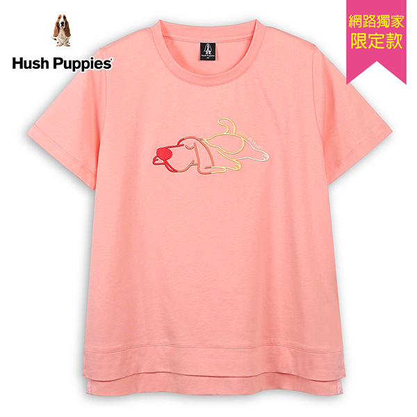 Hush Puppies T恤 女裝立體彩色刺繡趴趴狗T恤