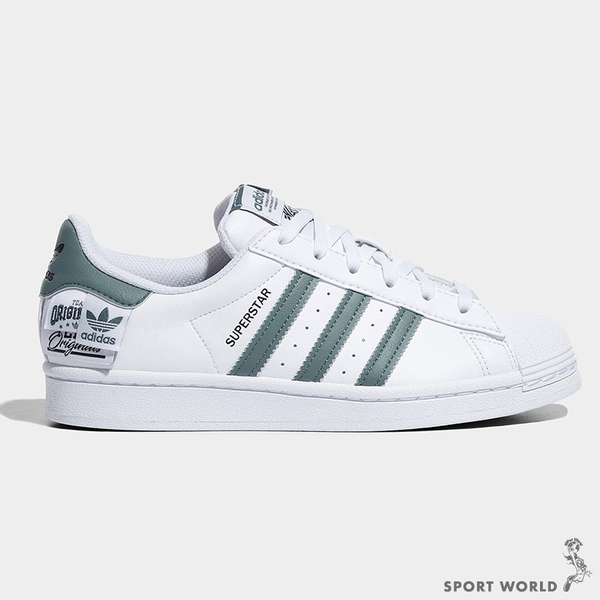 【現貨】Adidas Superstar 男鞋 女鞋 休閒鞋 標籤 白 綠 HQ6455 product thumbnail 2
