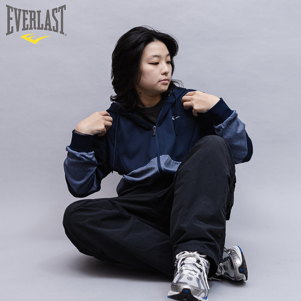 EVERLAST 外套 藍 雙色拼接 連帽 休閒外套 男 4951110180