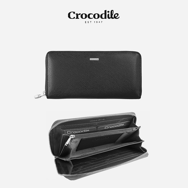 Crocodile 鱷魚 14卡夾 牛皮長夾 義大利防刮斜格紋Wind系列 0103-59111 原廠公司貨