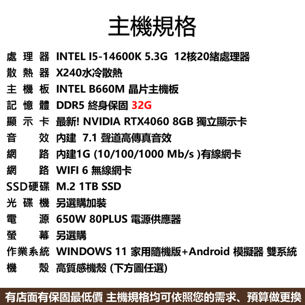 挑戰地表最強運算I5+極速DDR5+RTX4060 8GB獨顯M.2 SSD電競繪圖電腦主機 product thumbnail 5