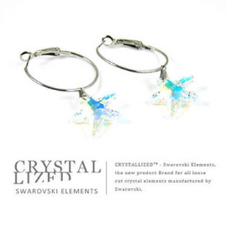 新光飾品-七彩繽紛含笑韓版海星水晶耳環