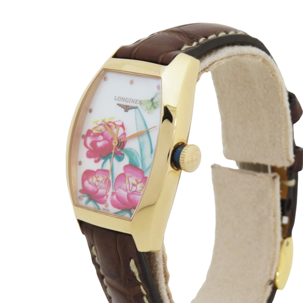 【二手名牌BRAND OFF】Longines 浪琴 18黃K金 花卉彩繪 限定款 石英腕錶 L21428982 product thumbnail 4