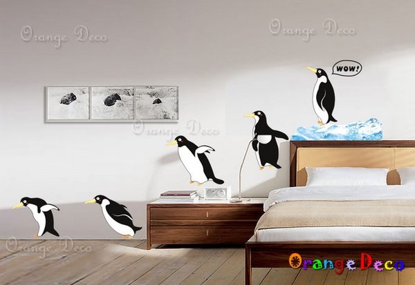 壁貼【橘果設計】可愛企鵝 DIY組合壁貼/牆貼/壁紙/客廳臥室浴室幼稚園室內設計裝潢