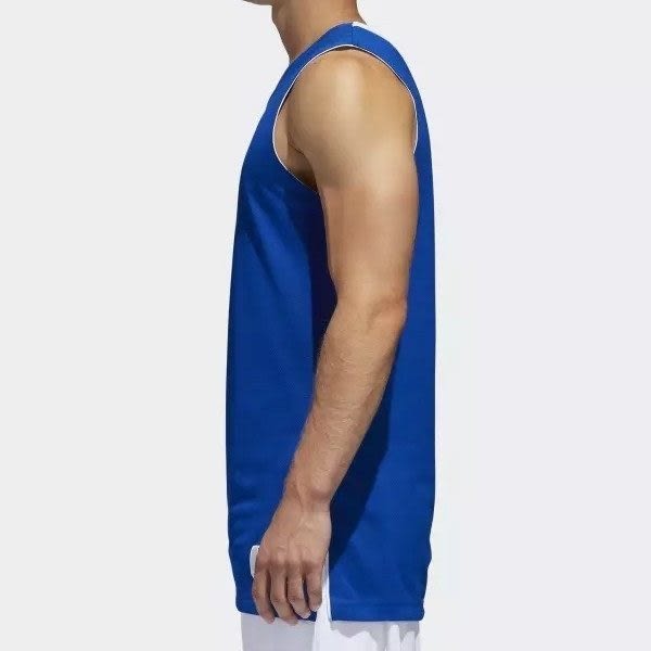 Adidas 愛迪達 球衣 寶藍 白 雙面穿團體籃球服 球衣 透氣 上衣 刺繡 無袖 背心 t恤 CD8691
