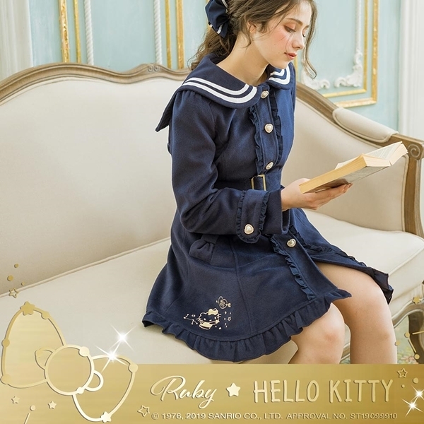 外套 Hello Kitty x Ruby 聯名款．學院風水手領荷葉外套-露比午茶