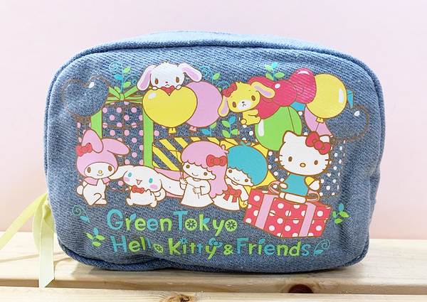 【震撼精品百貨】Hello Kitty 凱蒂貓~日本SANRIO三麗鷗KITTY牛仔化妝包-MX家族*35826