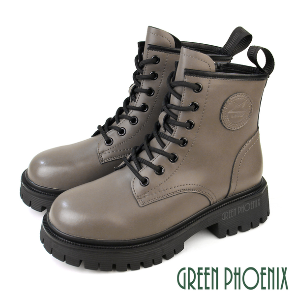 女靴 真皮短靴 馬丁靴 工程靴 綁帶靴 軍靴 厚底【GREEN PHOENIX 波兒德】U11-20883 product thumbnail 3