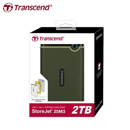 transcend 創見 storejet 25m3 2tb 軍規防震 usb3.1 2.5吋行動硬碟-軍綠色 ts2tsj25m3g