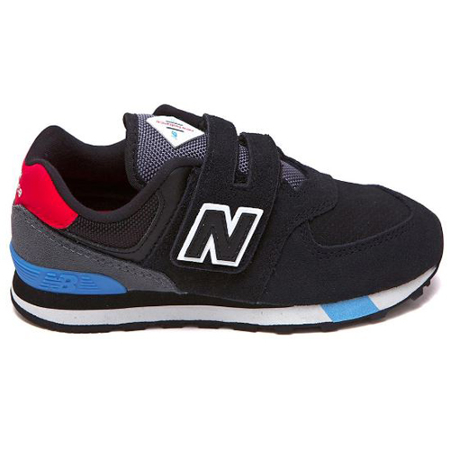 New Balance 574 童鞋 中童 休閒 寬楦 麂皮 魔鬼氈 黑 藍 紅【運動世界】YV574JHO