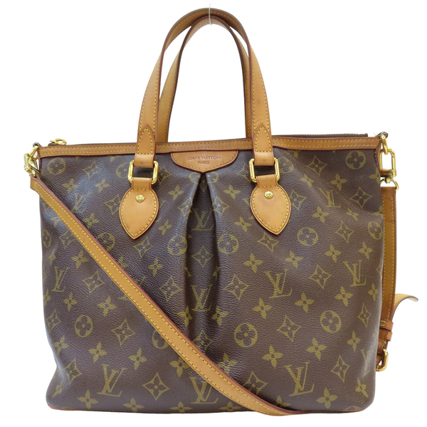 【二手名牌BRAND OFF】LOUIS VUITTON LV 路易威登 棕色 原花 帆布 抓皺 Palermo PM 两用包 M40145