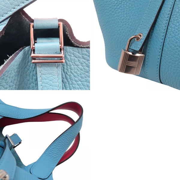 【二手名牌BRAND OFF】HERMES 愛馬仕 Bleu Du Nord 藍綠色 Taurillon牛皮 Picotin 18手提包 銀扣 Y刻 product thumbnail 10