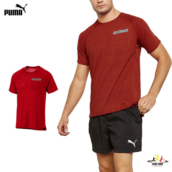 Puma Energy 男 暗紅 短袖 上衣 訓練短T 運動 健身 慢跑 透氣 排汗 快乾 短T 51626702