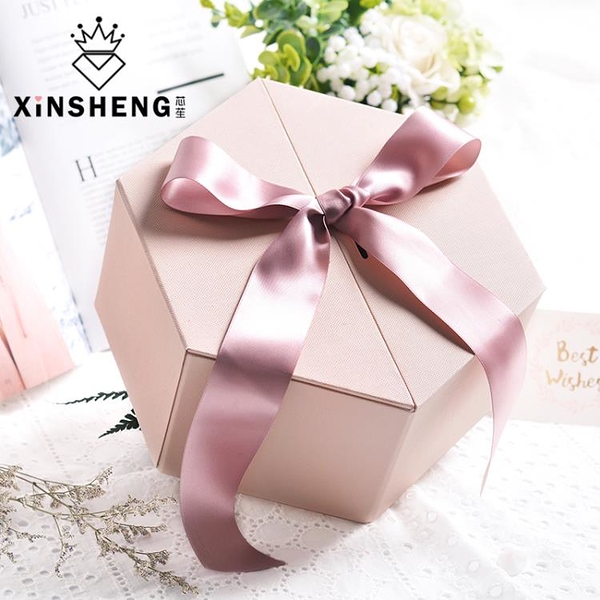 韓版簡約ins風禮品盒子 六邊形伴手禮物生日禮盒