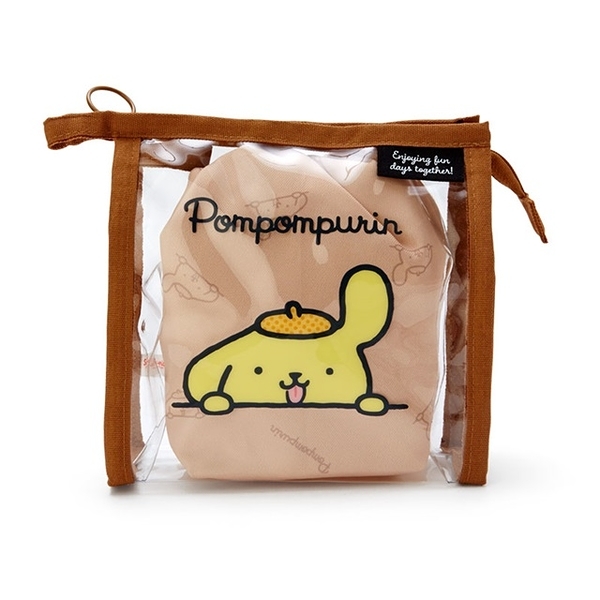 【震撼精品百貨】Pom Pom Purin 布丁狗~日本三麗鷗SANRIO 布丁狗透明化妝包附縮口袋(桌前款)*33968