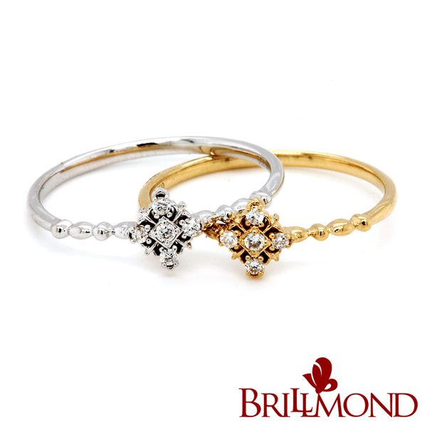 【BRILLMOND JEWELRY】鑽石線戒 18K金 光芒鑽戒雙色選(18K金台 天然鑽石總重6分)