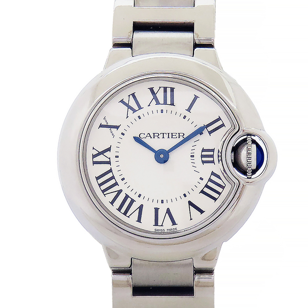 【二手名牌BRAND OFF】Cartier 卡地亞 Ballon bleu de cartier 藍氣球系列 28mm 精鋼 藍寶水晶錶面 腕錶