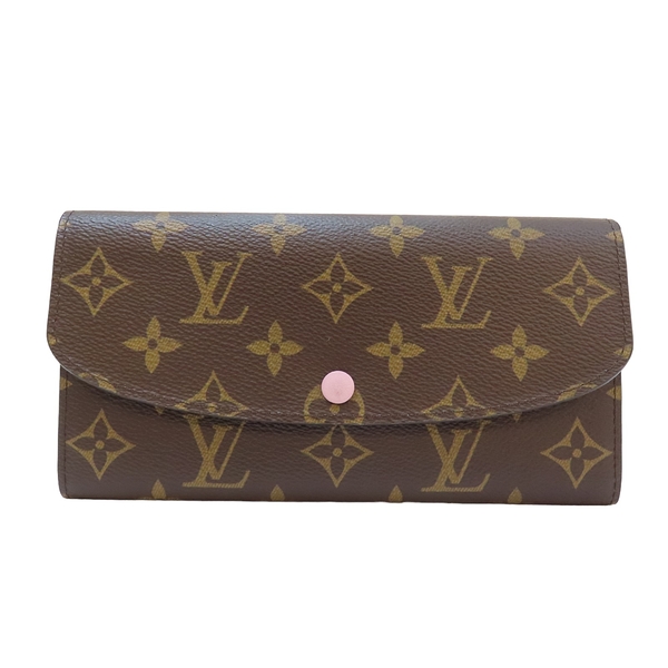 LOUIS VUITTON LV 路易威登 棕色 原花帆布 Emilie 錢包 扣式長夾 M61289 【二手名牌BRAND OFF】