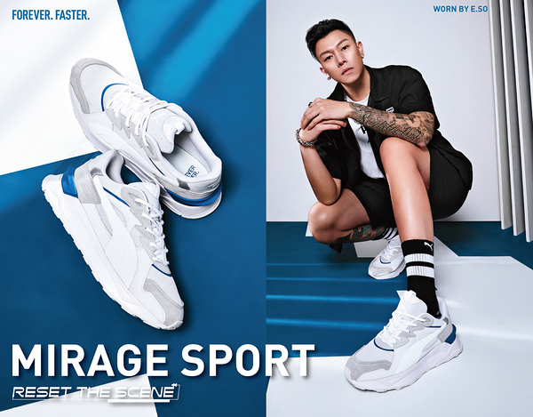 PUMA 休閒鞋 MIRAGE SPORT ASPHALT 白藍 E.SO瘦子 復古 男 38897803