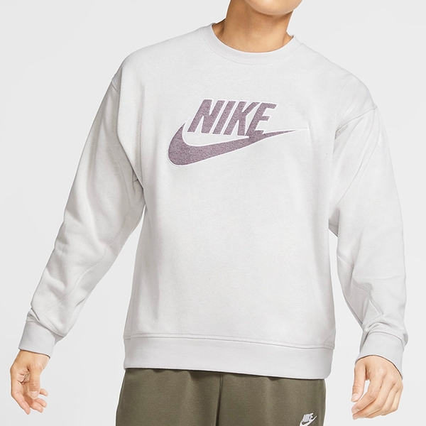 【現貨】Nike Sportswear 男裝 長袖 休閒 棉質 刷毛 環保材質 灰 紫【運動世界】CU4508-910