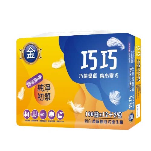 巧巧抽取式衛生紙100抽x84包(箱)【愛買】 product thumbnail 2