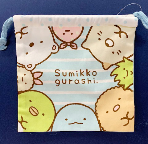 【震撼精品百貨】角落生物 Sumikko Gurashi~SAN-X 隨身束口袋/收納袋-藍線條#70582 product thumbnail 2