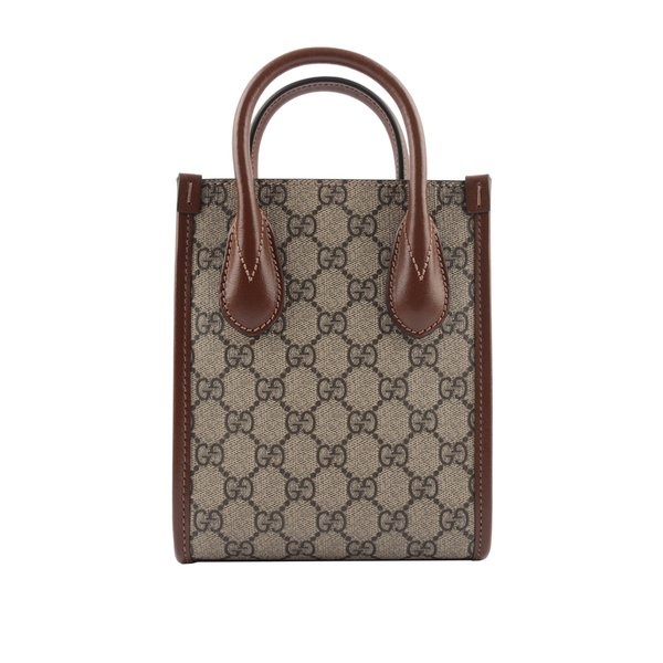 【GUCCI】Interlocking G 迷你手提/斜背托特包(棕色) 671623 92TCG 8563