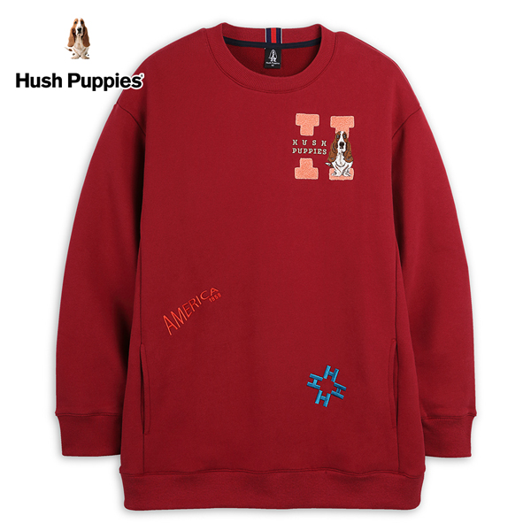 Hush Puppies 上衣 女裝立體毛巾繡H造型字刺繡狗落肩長袖上衣