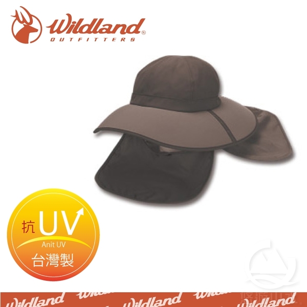 【Wildland 荒野 中性 抗UV折疊式遮陽帽《深灰》】W1027-93/防曬工作帽/登山休閒帽/遮臉大圓盤帽