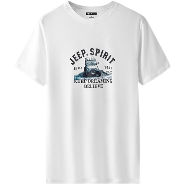 Z1-JEEP吉普潮牌男士夏季圓領短袖T恤時尚印花寬松大碼半袖純棉體恤