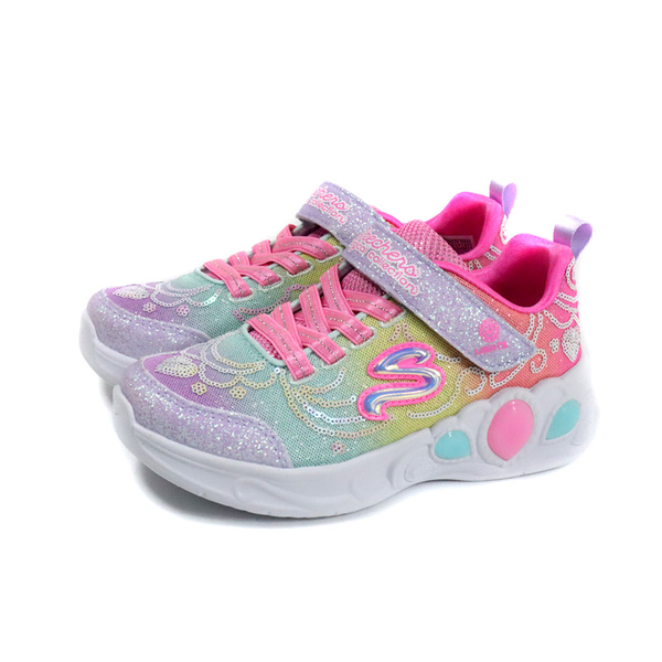 SKECHERS S-LIGHTS 運動鞋 電燈鞋 有開關 童鞋 魔鬼氈 粉紅/紫 302686L/MLT no793