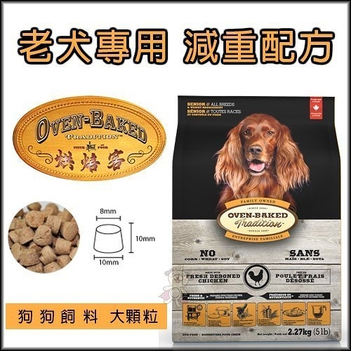 【免運】烘焙客(非吃不可)oven-baked《高齡/減重犬(大顆粒)》5磅『寵喵樂旗艦店』