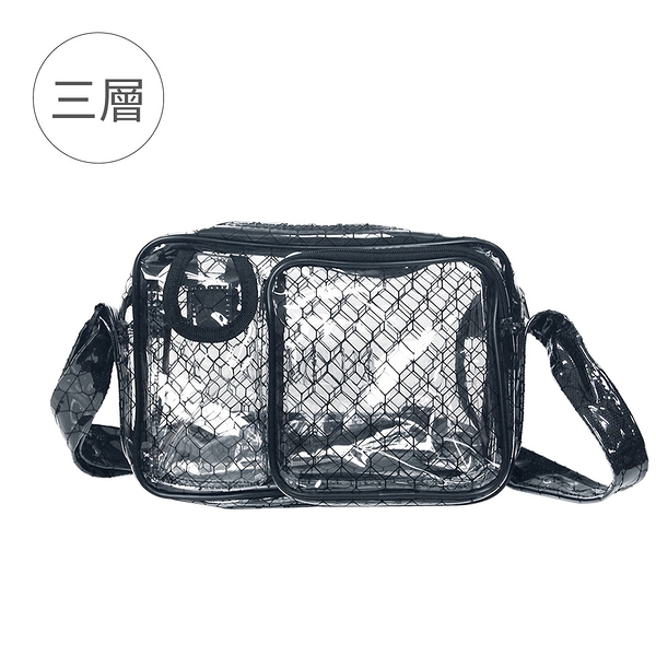 【三層黑格紋透明小側背包】高科技產業 抗靜電無塵室包 斜背包 工具包 工作包