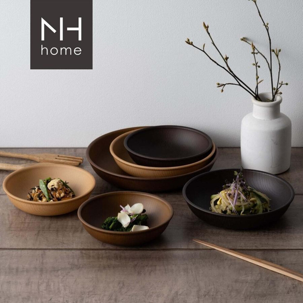 日本製 NH home 木紋圓盤 盤子 碗 可堆疊 餐具 耐摔 木紋 尺寸M 另有S、L賣場 NH home 木紋圓盤 盤子 碗