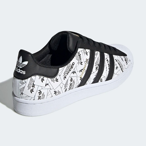 ADIDAS SUPERSTAR 男鞋 休閒 經典 滿版LOGO 反光 貝殼頭 金標 白 黑【運動世界】FV2819 product thumbnail 4