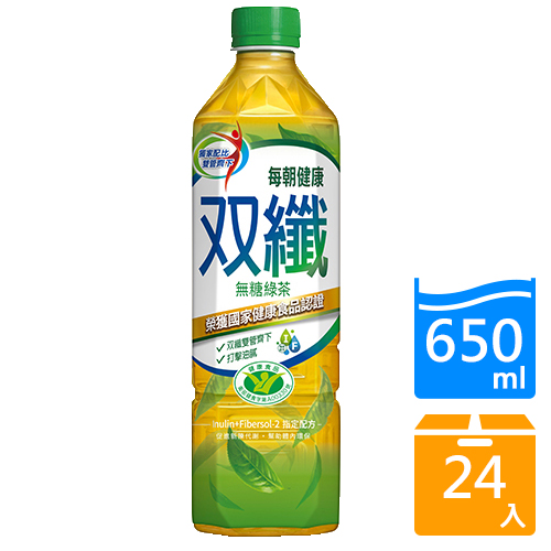 每朝雙纖綠茶 650ml  x 24入/箱【愛買】