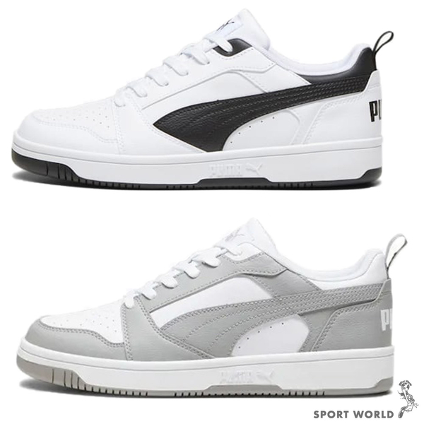 Puma 男鞋 女鞋 休閒鞋 皮革 Rebound v6 Low 白黑/灰白【運動世界】39232802/39232805