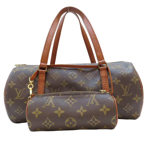 【二手名牌BRAND OFF】LOUIS VUITTON LV 路易威登 原花 PVC塗層帆布 Papillon 子母 圓筒 手提包 M51365