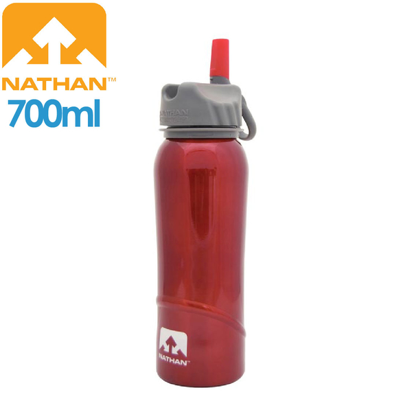 【NATHAN 美國 不鏽鋼水壺700紅】NA4075N/不鏽鋼/吸管水壺/置杯架/水壺蓋子/運動蓋