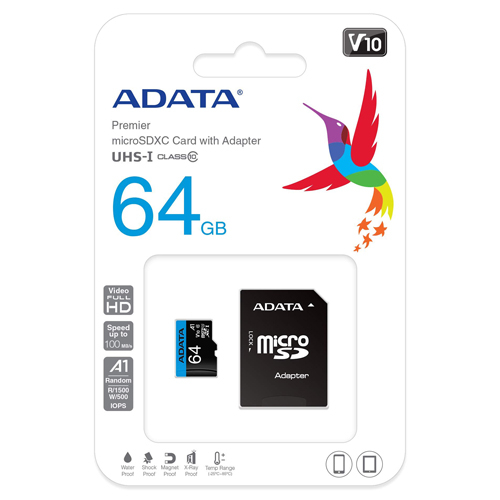 ADATA 威剛 64GB Premier microSDXC UHS-I Class 10 (A1) 記憶卡