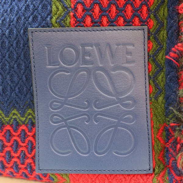 【二手名牌BRAND OFF】LOEWE 羅威 多色 羊毛 格紋編織 棕色牛皮 肩背包 702024 product thumbnail 6