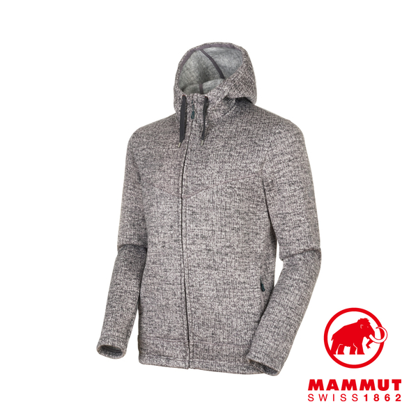 【Mammut 長毛象】Chamuera ML Hooded Jacket Men 印花針織刷毛連帽外套 鯊魚灰 男款 #1014-01360