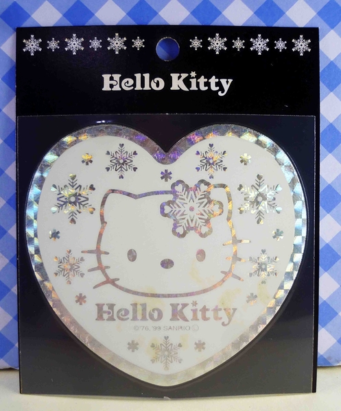 【震撼精品百貨】Hello Kitty 凱蒂貓~KITTY貼紙-閃光貼紙-雪花白心(大)