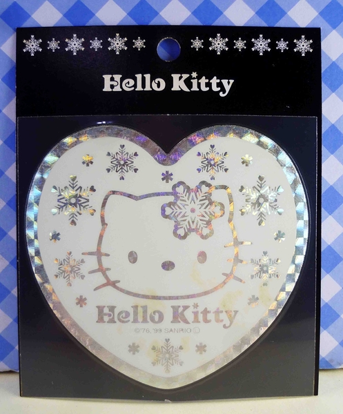 【震撼精品百貨】hello kitty 凱蒂貓~kitty貼紙-閃光貼紙-雪花白心(大)