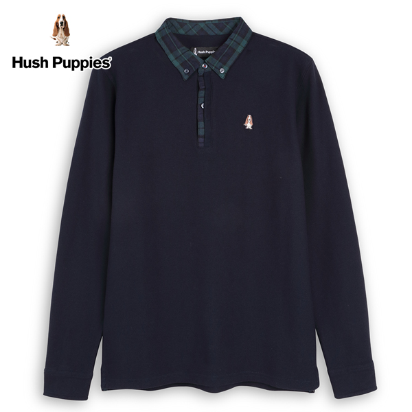 Hush Puppies POLO衫 男裝雅緻格紋拼接領長袖POLO衫 product thumbnail 2