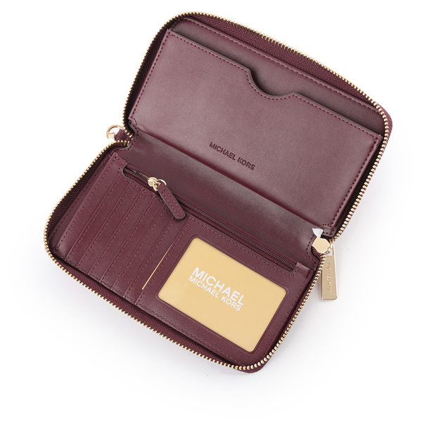 【MICHAEL KORS】JET SET TRAVEL素面皮革中夾/手拿(酒紅色) 35S9GTVE7L MERLOT